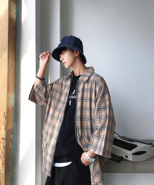 neos（ネオス）の「【neos -addictive design-】ルーズシルエット フルジップ チェック スウィングトップ（ブルゾン・メンズ・ベージュ/ネイビー/グレー・MEDIUM/LARGE）」の6枚目の写真