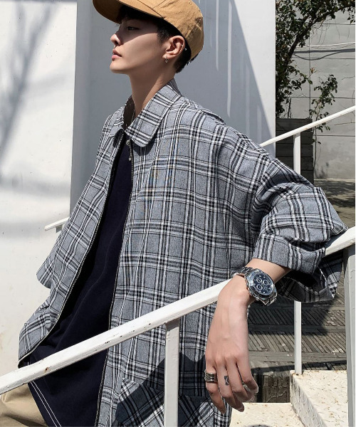 neos（ネオス）の「【neos -addictive design-】ルーズシルエット フルジップ チェック スウィングトップ（ブルゾン・メンズ・ベージュ/ネイビー/グレー・MEDIUM/LARGE）」の14枚目の写真