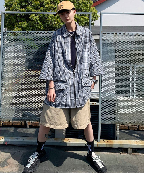 neos（ネオス）の「【neos -addictive design-】ルーズシルエット フルジップ チェック スウィングトップ（ブルゾン・メンズ・ベージュ/ネイビー/グレー・MEDIUM/LARGE）」の13枚目の写真