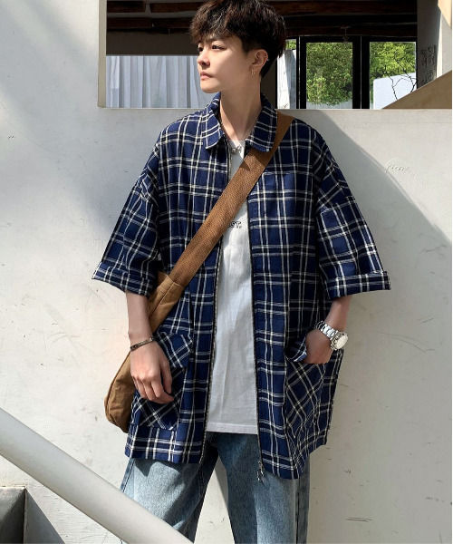 neos（ネオス）の「【neos -addictive design-】ルーズシルエット フルジップ チェック スウィングトップ（ブルゾン・メンズ・ベージュ/ネイビー/グレー・MEDIUM/LARGE）」の11枚目の写真