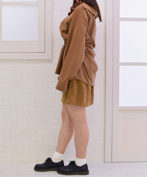 PairPair(ペアペア)の「コーデュロイ編み上げ台形スカート(スカート・レディース・ライトグレー/ブラック/ピンク/アイボリー/モカ・FREE)」の22枚目の写真