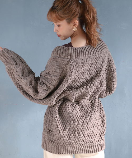 one after another NICE CLAUP（ワンアフターアナザーナイスクラップ）の「モールヤーンロングカーディガン（カーディガン/ボレロ・レディース・アイボリー/モカ/ベージュ/ブルー系その他/ピンクベージュ/レンガ・FREE）」の20枚目の写真