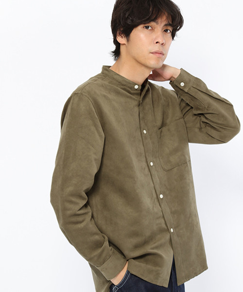 LAKOLE（ラコレ）の「スエードバンドシャツ / LAKOLE（シャツ/ブラウス・メンズ・ベージュ/スモーク/オリーブ・LARGE/MEDIUM）」の2枚目の写真