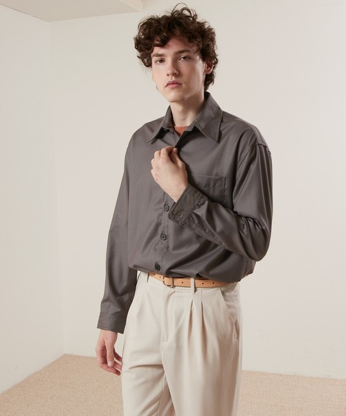 EMMA CLOTHES(エマクローズ)の「TRワイドカラー ボリュームシルエットシャツ(シャツ/ブラウス・メンズ・チャコールグレー/ネイビー/ブラウン/グレー/グリーン・FREE)」の12枚目の写真