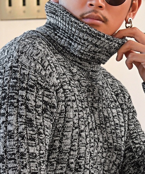 LUXSTYLE(ラグスタイル)の「タートルネックニット(ニット/セーター・メンズ・ホワイト/ブラック/ネイビー/グレー/ブラック系その他・L/XL/M/S)」の14枚目の写真