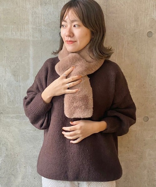 flower（フラワー）の「スウィーティーファーマフラー（マフラー・レディース・ベージュ/ブラウン・FREE）」の13枚目の写真