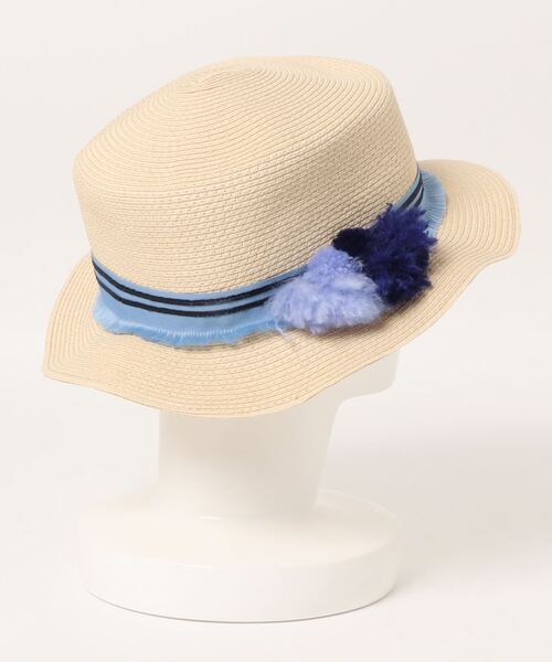 チチカカ(チチカカ)の「ポンポンタッセルカンカン帽(ハット・レディース・グレー/ホワイト/ブルー・FREE)」の4枚目の写真