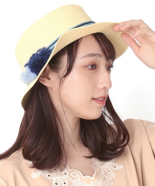 チチカカ(チチカカ)の「ポンポンタッセルカンカン帽(ハット・レディース・グレー/ホワイト/ブルー・FREE)」の3枚目の写真