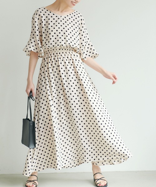 Coca コカ の ドット袖フレアワンピース ワンピース Wear