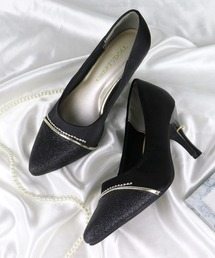 Liberty Doll /7.5cm美脚ピンヒール オケージョンパンプス / ポインテッドトゥ グリッター・サテン 結婚式・パーティー(1202-SA)