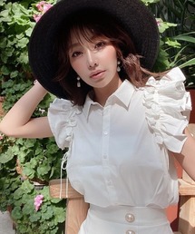 EIMY ISTOIRE | ギャザーフリルスリーブシャツ(シャツ/ブラウス)