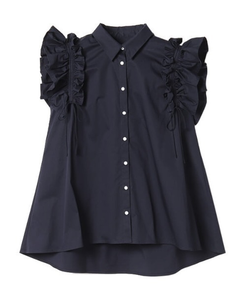 EIMY ISTOIRE(エイミーイストワール)の「ギャザーフリルスリーブシャツ(シャツ/ブラウス・レディース・ホワイト/ベージュ/ネイビー/ピンク・FREE)」の9枚目の写真