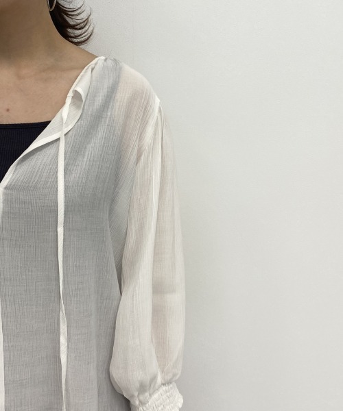 LOWRYS FARM（ローリーズファーム）の「シアープリーツブラウス６Ｓ　887462（シャツ/ブラウス・レディース・グリーン/ブラック/ピンク/オフホワイト・FREE）」の10枚目の写真