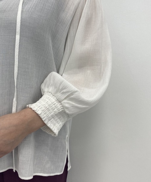 LOWRYS FARM（ローリーズファーム）の「シアープリーツブラウス６Ｓ　887462（シャツ/ブラウス・レディース・グリーン/ブラック/ピンク/オフホワイト・FREE）」の11枚目の写真