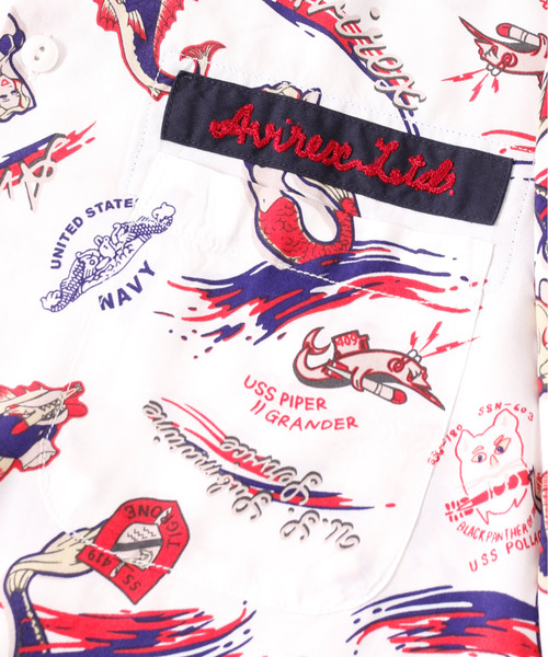 And A(アンドエー)の「AVIREX アヴィレックス / S/S ALOHA SH "MERMAID" マーメイド アロハシャツ / 6105118(シャツ/ブラウス・メンズ・ホワイト/ネイビー/レッド・MEDIUM/LARGE/X-LARGE/XX-LARGE)」の6枚目の写真