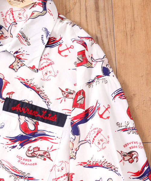 And A(アンドエー)の「AVIREX アヴィレックス / S/S ALOHA SH "MERMAID" マーメイド アロハシャツ / 6105118(シャツ/ブラウス・メンズ・ホワイト/ネイビー/レッド・MEDIUM/LARGE/X-LARGE/XX-LARGE)」の18枚目の写真