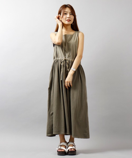 FUNALIVE(ファンアライブ)の「【UAS8 original】ピグメント加工ドッキングノースリーワンピース womens(ワンピース・レディース・カーキ/ブルー/チャコール・FREE)」の3枚目の写真