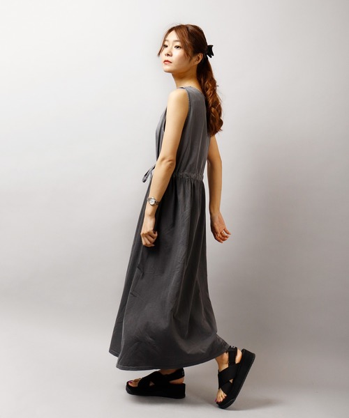 FUNALIVE(ファンアライブ)の「【UAS8 original】ピグメント加工ドッキングノースリーワンピース womens(ワンピース・レディース・カーキ/ブルー/チャコール・FREE)」の5枚目の写真