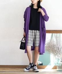 コットンリネン トッパーロングカーディガン