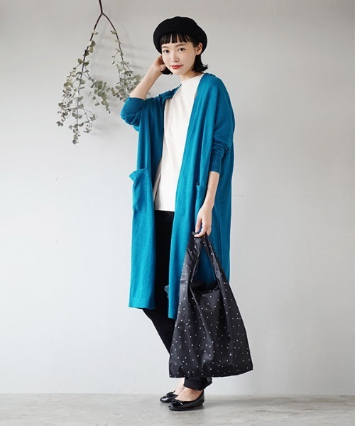 zootie（ズーティー）の「コットンリネン トッパーロングカーディガン（カーディガン/ボレロ・レディース・オートミール/マジェンタ/ターコイズブルー/マスタード/グリーン/ブラック/パープル/ロイヤルブルー/レッド/オレンジ・フリー/M）」の5枚目の写真