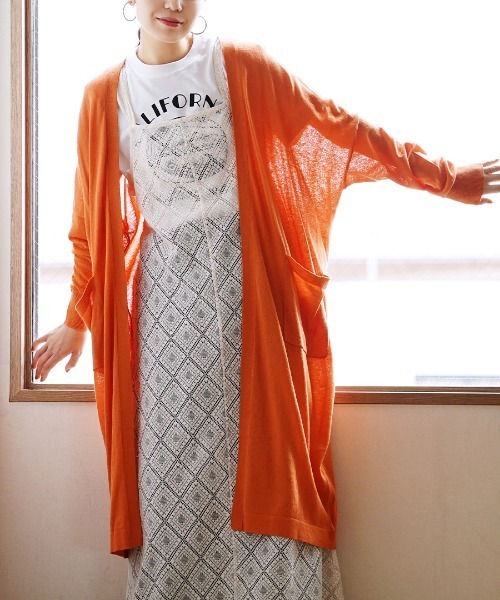 zootie（ズーティー）の「コットンリネン トッパーロングカーディガン（カーディガン/ボレロ・レディース・オートミール/マジェンタ/ターコイズブルー/マスタード/グリーン/ブラック/パープル/ロイヤルブルー/レッド/オレンジ・フリー/M）」の10枚目の写真