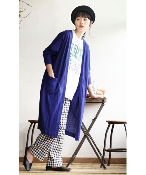 zootie（ズーティー）の「コットンリネン トッパーロングカーディガン（カーディガン/ボレロ・レディース・オートミール/マジェンタ/ターコイズブルー/マスタード/グリーン/ブラック/パープル/ロイヤルブルー/レッド/オレンジ・フリー/M）」の14枚目の写真