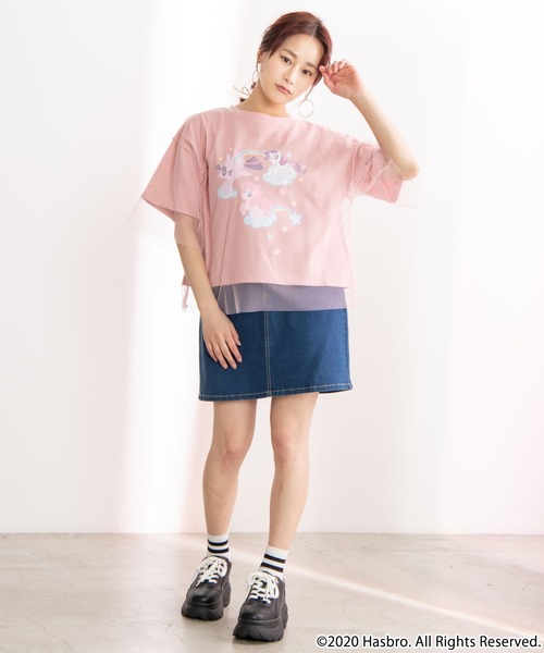 WEGO(ウィゴー)の「∴WEGO/【マイリトルポニーコラボ】チュールレイヤードTシャツ(Tシャツ/カットソー・レディース・ホワイト/ピンク・FREE)」の6枚目の写真