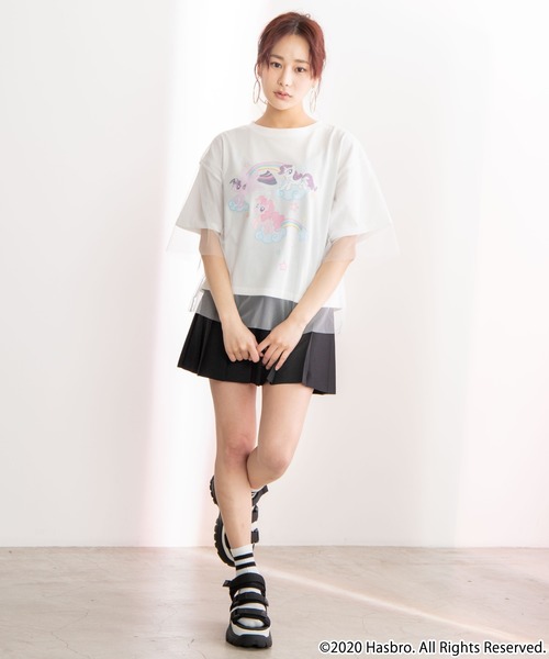 WEGO(ウィゴー)の「∴WEGO/【マイリトルポニーコラボ】チュールレイヤードTシャツ(Tシャツ/カットソー・レディース・ホワイト/ピンク・FREE)」の3枚目の写真