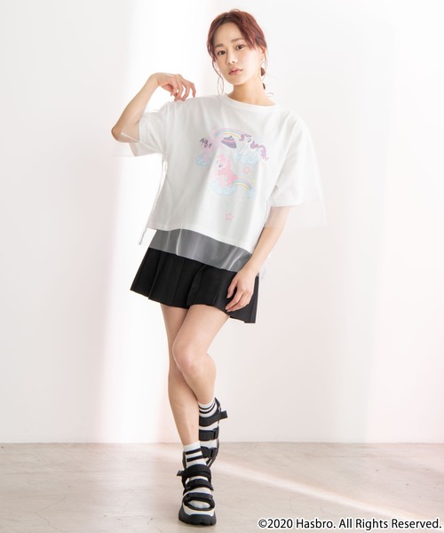 WEGO(ウィゴー)の「∴WEGO/【マイリトルポニーコラボ】チュールレイヤードTシャツ(Tシャツ/カットソー・レディース・ホワイト/ピンク・FREE)」の4枚目の写真