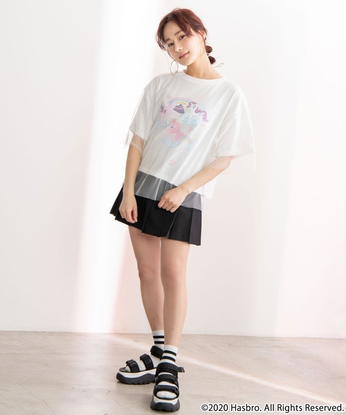 WEGO(ウィゴー)の「∴WEGO/【マイリトルポニーコラボ】チュールレイヤードTシャツ(Tシャツ/カットソー・レディース・ホワイト/ピンク・FREE)」の5枚目の写真