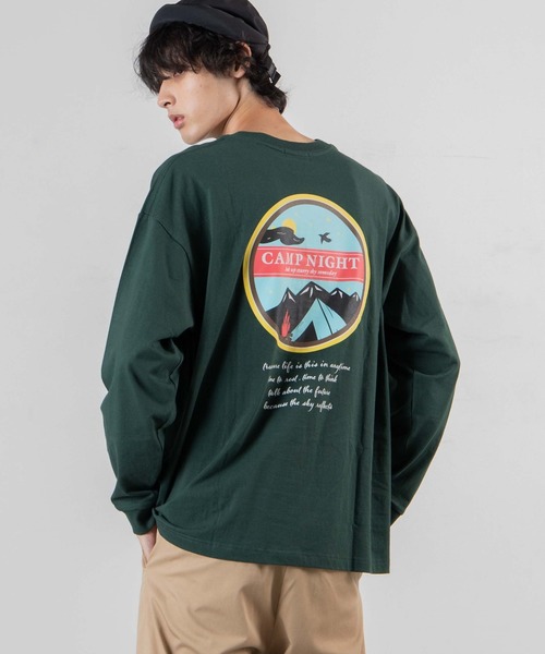 WEGO（ウィゴー）の「WEGO/レトロロゴ刺繍ビッグシルエットロンT（Tシャツ/カットソー・メンズ・ホワイト/ダークグリーン/ベージュ/アイボリー・MEDIUM/LARGE）」の4枚目の写真
