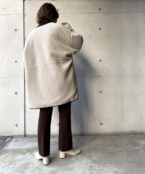 DouDou（ドゥドゥ）の「ボアハーフコート（その他アウター・レディース・グレイッシュベージュ/オフホワイト・FREE）」の15枚目の写真