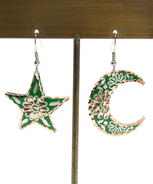 チャイハネ（チャイハネ）の「【チャイハネ】星月バキールピアス（ピアス（両耳用）・レディース・ブラック/ブルー/グリーン/レッド/シルバー・FREE）」の2枚目の写真