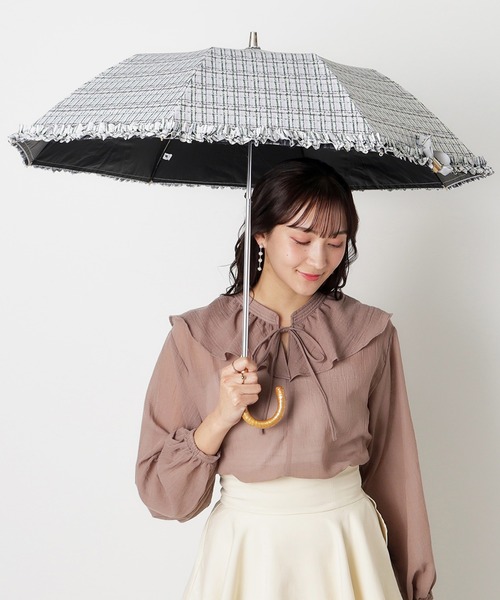 遮光 晴雨兼用折りたたみ日傘 ドビーフリル（折りたたみ傘