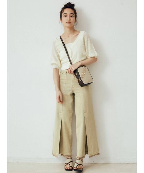 MURUA（ムルーア）の「フリンジスリットワイドパンツ（その他パンツ・レディース・ホワイト/イエロー・1/2）」の11枚目の写真