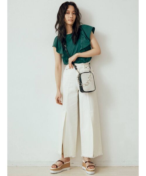 MURUA（ムルーア）の「フリンジスリットワイドパンツ（その他パンツ・レディース・ホワイト/イエロー・1/2）」の13枚目の写真