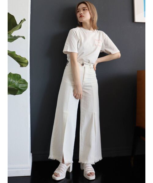 MURUA（ムルーア）の「フリンジスリットワイドパンツ（その他パンツ・レディース・ホワイト/イエロー・1/2）」の18枚目の写真