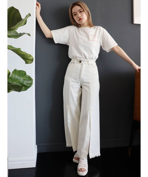 MURUA（ムルーア）の「フリンジスリットワイドパンツ（その他パンツ・レディース・ホワイト/イエロー・1/2）」の19枚目の写真