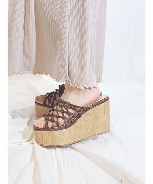 MERCURYDUO（マーキュリーデュオ）の「マクラメ編みウエッジソールサンダル（サンダル・レディース・ミント/ブラウン/アイボリー・36/38/34）」の12枚目の写真