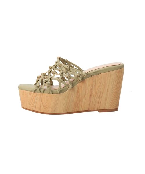 MERCURYDUO（マーキュリーデュオ）の「マクラメ編みウエッジソールサンダル（サンダル・レディース・ミント/ブラウン/アイボリー・36/38/34）」の4枚目の写真