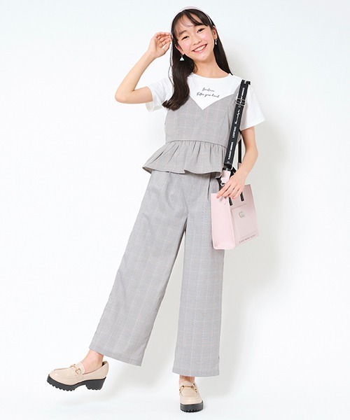 チェックビスチェ ワイドパンツ Tシャツセット アンサンブル Lovetoxic ラブトキシック のファッション通販 Zozotown