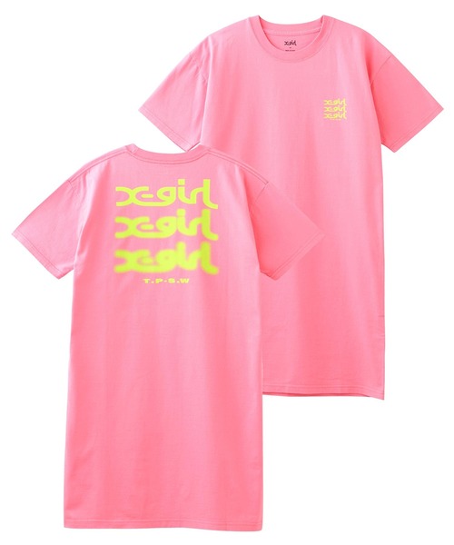 X-girl（エックスガール）の「GLOW LOGO S/S TEE DRESS（ワンピース・レディース・ホワイト/ブラック/ピンク・S/M）」の11枚目の写真