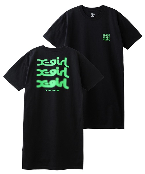 X-girl（エックスガール）の「GLOW LOGO S/S TEE DRESS（ワンピース・レディース・ホワイト/ブラック/ピンク・S/M）」の9枚目の写真