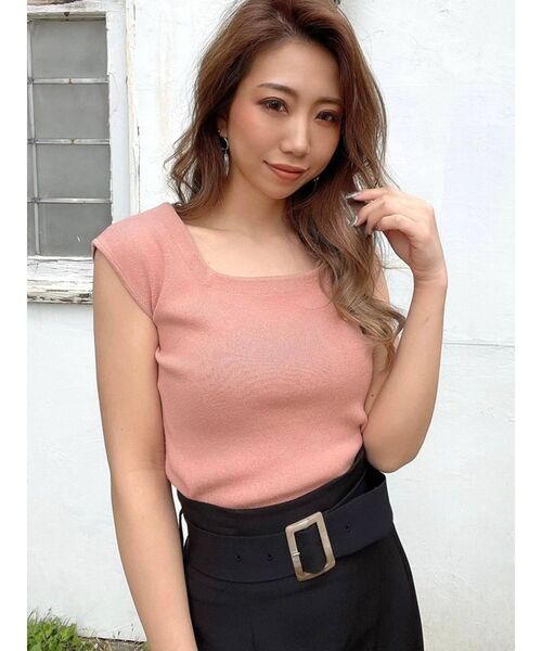 RESEXXY（リゼクシー）の「フレンチスリーブスクエアタンク（Tシャツ/カットソー・レディース・オフホワイト/ブラック/オレンジ/ベージュ・FREE）」の4枚目の写真