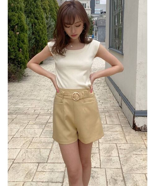 RESEXXY（リゼクシー）の「フレンチスリーブスクエアタンク（Tシャツ/カットソー・レディース・オフホワイト/ブラック/オレンジ/ベージュ・FREE）」の5枚目の写真