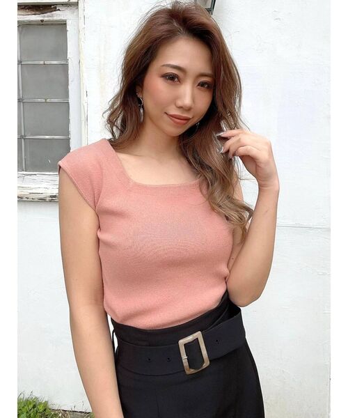 RESEXXY（リゼクシー）の「フレンチスリーブスクエアタンク（Tシャツ/カットソー・レディース・オフホワイト/ブラック/オレンジ/ベージュ・FREE）」の12枚目の写真