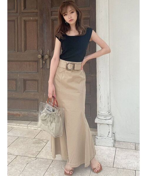 RESEXXY（リゼクシー）の「フレンチスリーブスクエアタンク（Tシャツ/カットソー・レディース・オフホワイト/ブラック/オレンジ/ベージュ・FREE）」の21枚目の写真