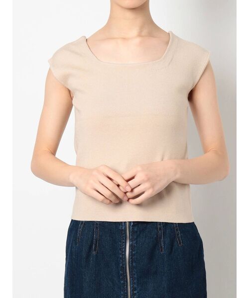 RESEXXY（リゼクシー）の「フレンチスリーブスクエアタンク（Tシャツ/カットソー・レディース・オフホワイト/ブラック/オレンジ/ベージュ・FREE）」の18枚目の写真