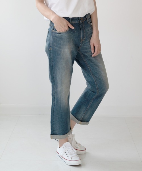 RUGGEDWORKS（ラゲッドワークス）の「ロールアップストレートパンツ（その他パンツ・レディース・ブルー/インディゴブルー・LL/LARGE/MEDIUM/3L）」の2枚目の写真