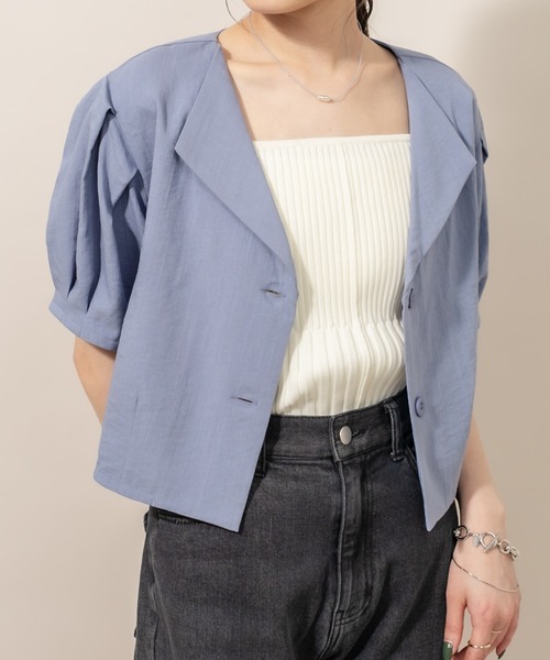 mline（エムライン）の「[mline] WEB限定 シャツジャケット（テーラードジャケット・レディース・ベージュ/ブルー/イエロー・FREE）」の2枚目の写真